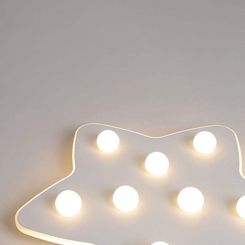 Modern Metal Flush Ceiling Light: Blue/Pink/White Stars 8 Bulbs - Ideal For Kids’ Rooms