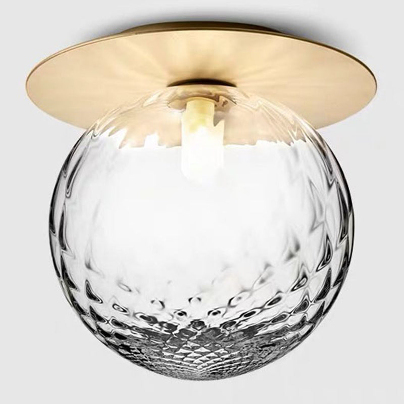 Modern Glass Semi - Flush Chandelier: 1 - Light Ceiling Mount Fixture For Hallway