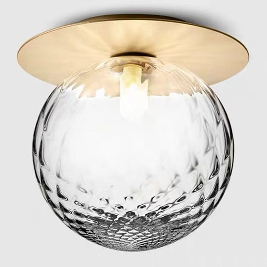 Modern Glass Semi - Flush Chandelier: 1 - Light Ceiling Mount Fixture For Hallway