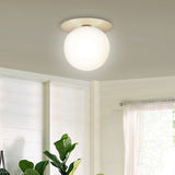Modern Glass Semi-Flush Chandelier: 1-Light Ceiling Mount Fixture For Hallway