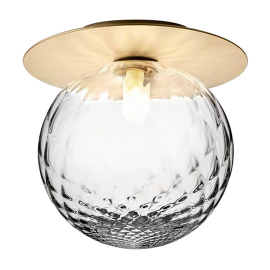 Modern Glass Semi - Flush Chandelier: 1 - Light Ceiling Mount Fixture For Hallway Clear