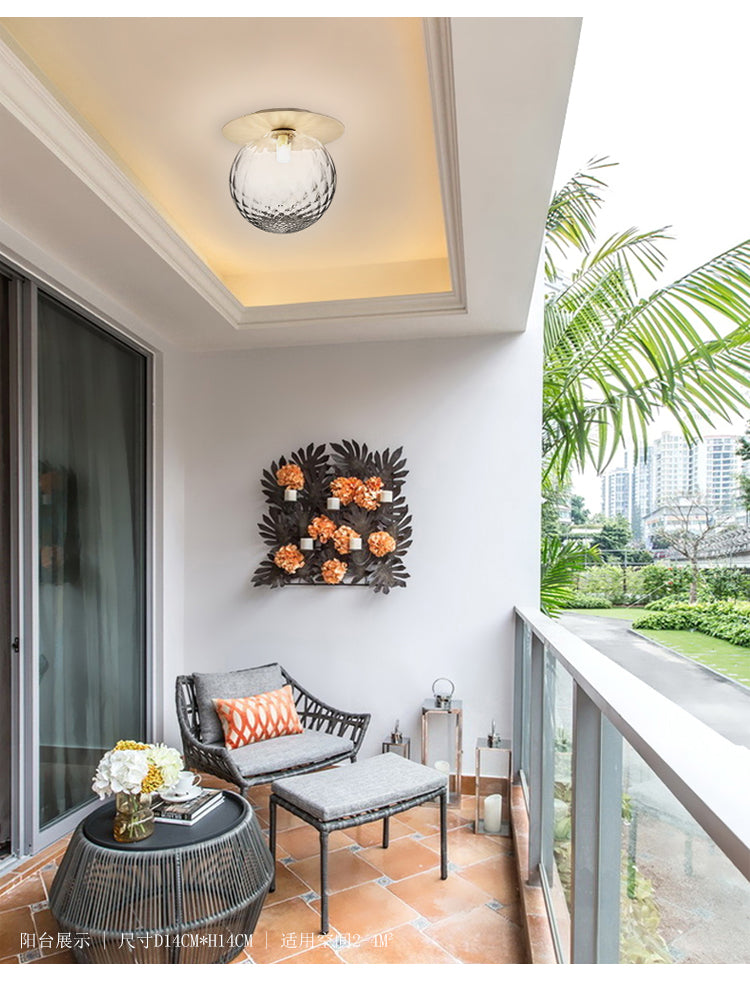 Modern Glass Semi - Flush Chandelier: 1 - Light Ceiling Mount Fixture For Hallway