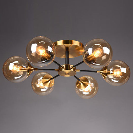 Ultra-Contemporary Sputnik Stained Glass Ceiling Light For Bedroom 6 / Amber
