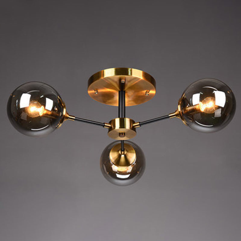 Ultra - Contemporary Sputnik Stained Glass Ceiling Light For Bedroom 3 / Smoke Gray