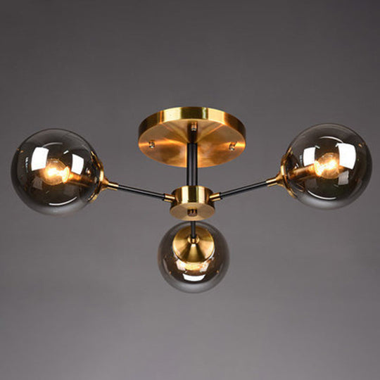 Ultra-Contemporary Sputnik Stained Glass Ceiling Light For Bedroom 3 / Smoke Gray