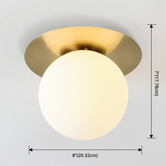Contemporary Frosted Glass Sphere Semi Flush Chandelier: Stylish Ceiling Mount Light For Hallways