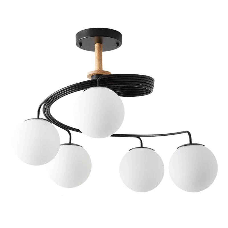 Ultra - Contemporary Milk Glass Semi Flush Mount Ceiling Light Fixture For Living Room 5 / Black