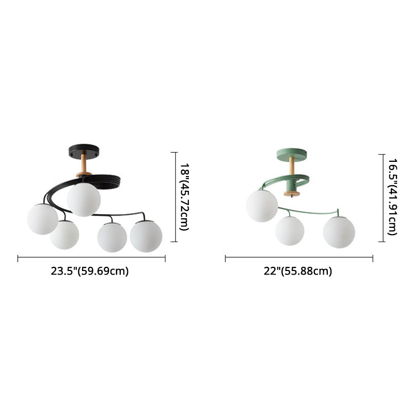 Ultra-Contemporary Milk Glass Semi Flush Mount Ceiling Light Fixture For Living Room