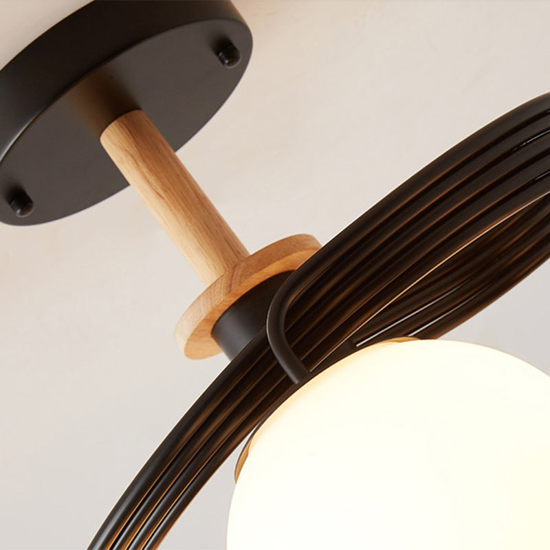 Ultra - Contemporary Milk Glass Semi Flush Mount Ceiling Light Fixture For Living Room