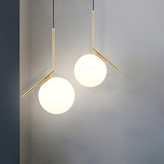 Mid-Century Opal Frosted Glass Globe Pendant Light Elegant 1-Light Hanging Lamp