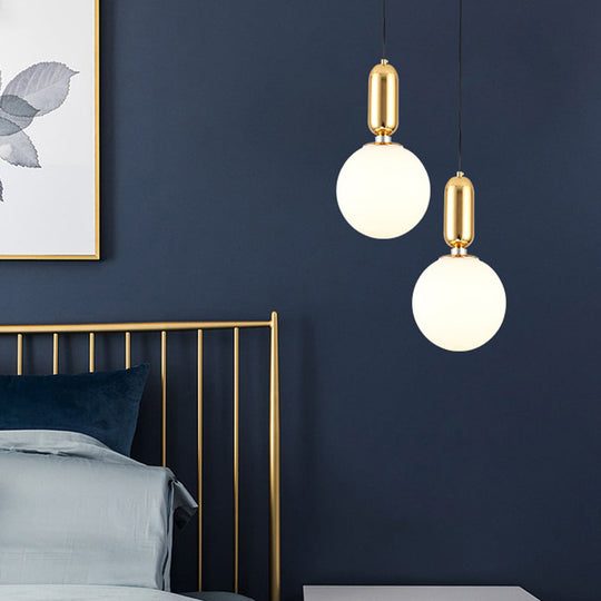 Mid-Century Opal Frosted Glass Globe Pendant Light Elegant 1-Light Hanging Lamp