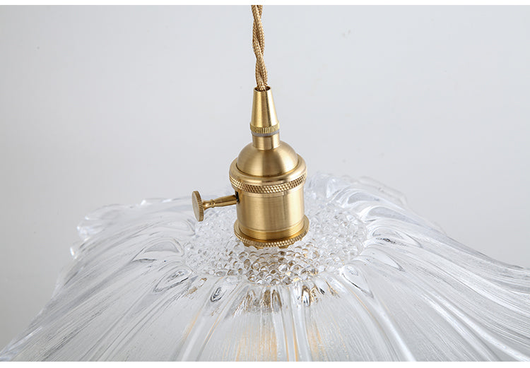 Vintage Industrial Pendant Lamp - Flower Shape Shade With Clear Glass