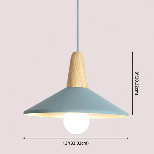 Nordic Style Metal Hanging Pendant Lamp With Wooden Top - Ideal For Restaurants