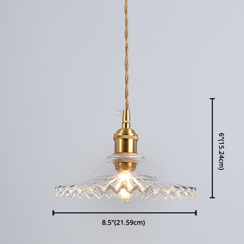 Scalloped Edge Pendant Light - Vintage Industrial Glass Hanging For Living Room