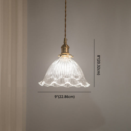 Clear Glass Retro Industrial Pendant Light For Kitchen - 1-Light Ceiling