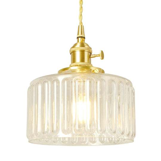 Wavy Glass Pendant Light - Vintage Industrial 1 Hanging Lamp