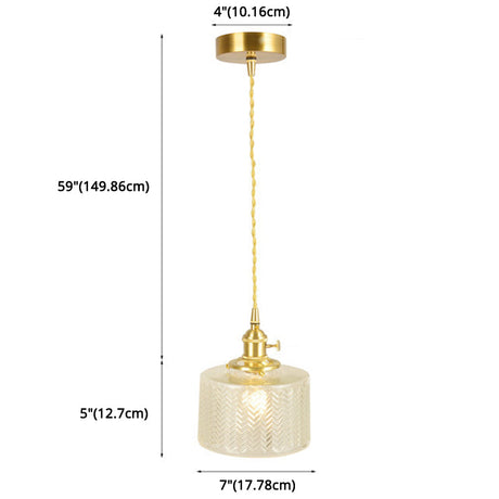 Wavy Glass Pendant Light - Vintage Industrial 1 Hanging Lamp
