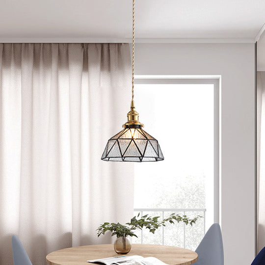 Geometric Icy Glass Pendant Lamp In Tiffany-Style