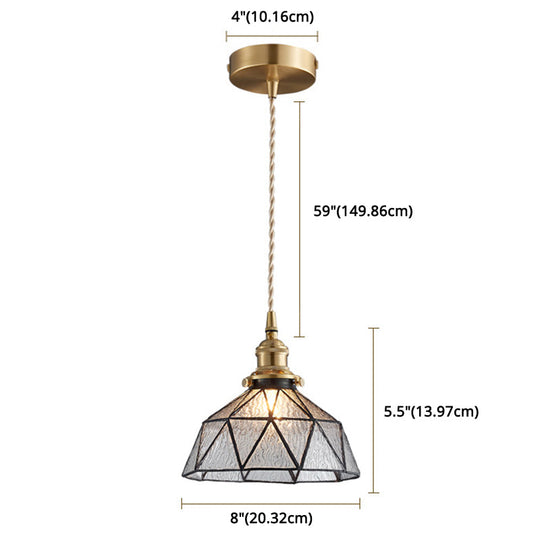 Icy Geometric Glass Hanging Lamp With Tiffany-Style Pendant Fixture