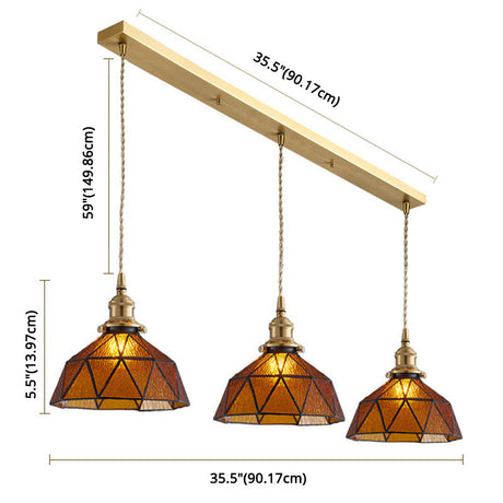 Geometric Icy Glass Pendant Lamp In Tiffany-Style