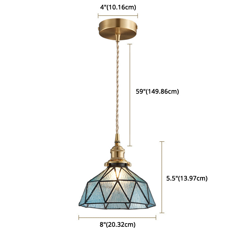 Geometric Icy Glass Pendant Lamp In Tiffany-Style