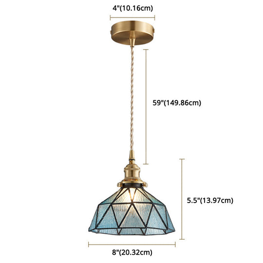 Geometric Icy Glass Pendant Lamp In Tiffany-Style
