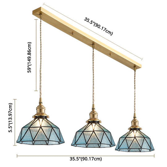 Geometric Icy Glass Pendant Lamp In Tiffany-Style