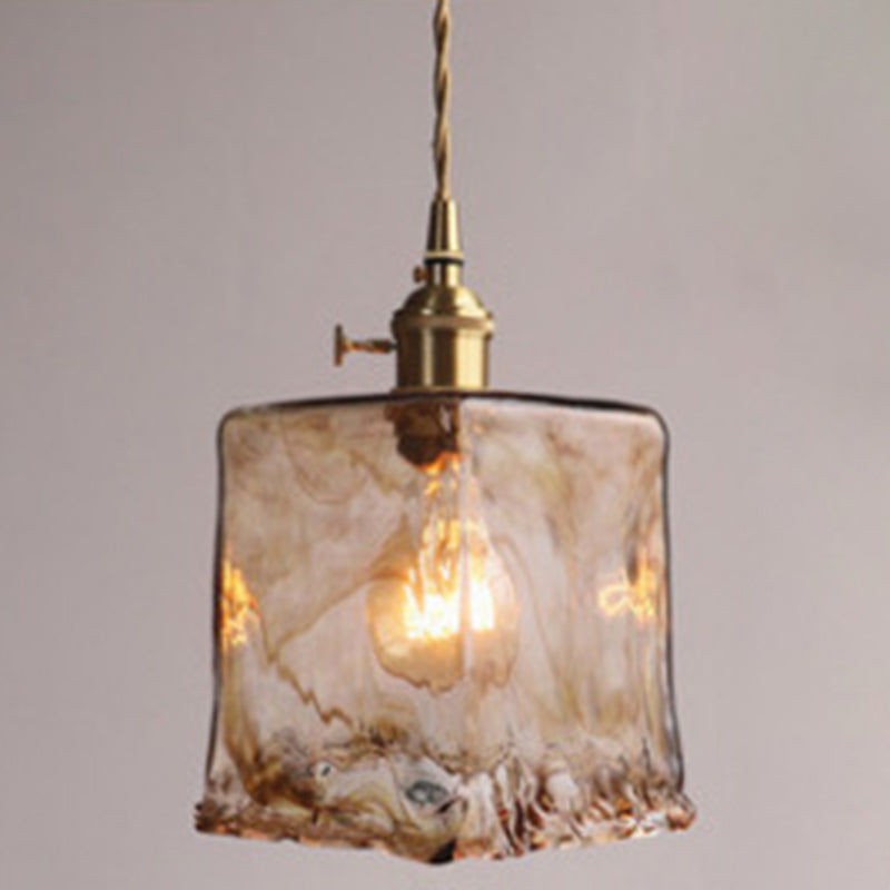 Vintage 1 Light Pendant Lamp Amber Alabaster Glass Pendant Lighting for Living Room Amber / 7’’