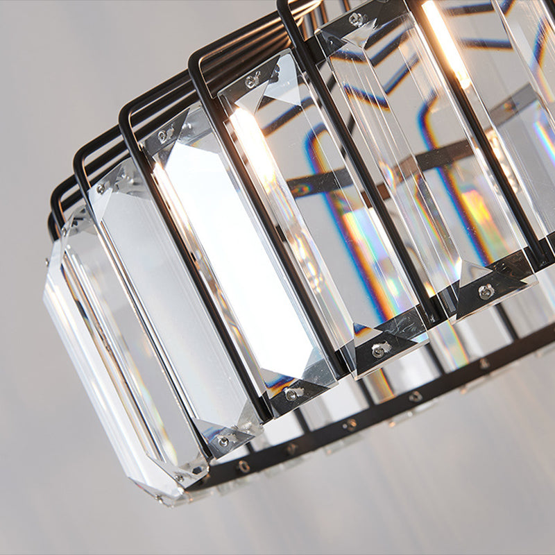 Modern Crystal Drum Pendant Light For Minimalist Dining Room
