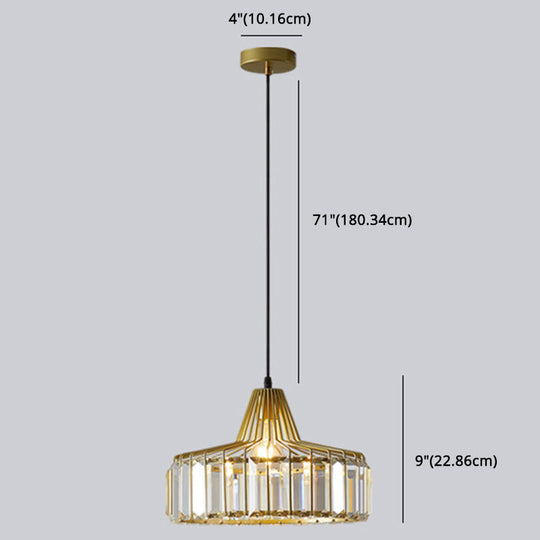 Modern Crystal Drum Pendant Light For Minimalist Dining Room