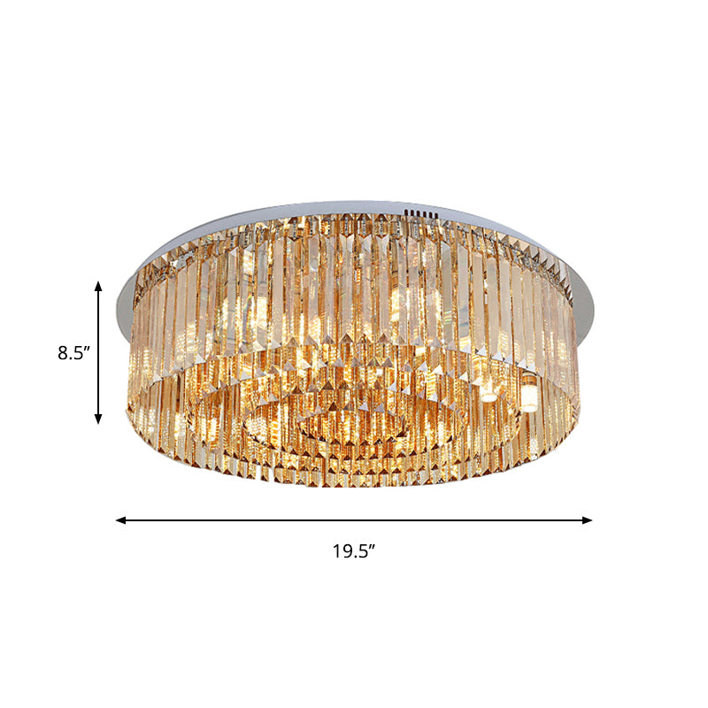 Sleek 4 - Tier Round Amber Crystal Flushmount Ceiling Lamp For Living Room - 8/12 - Light Simplicity