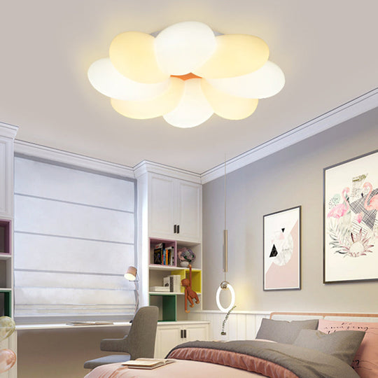 Kids Flower Flush Mount Lighting - 1 Light Plastic Ceiling Fixture For Girls Bedroom