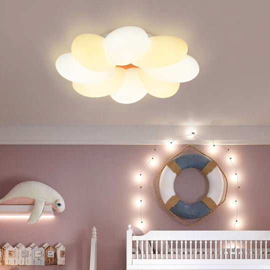 Kids Flower Flush Mount Lighting - 1 Light Plastic Ceiling Fixture For Girls Bedroom