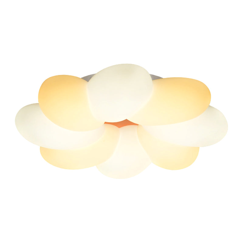 Kids Flower Flush Mount Lighting - 1 Light Plastic Ceiling Fixture For Girls Bedroom Yellow / 18’