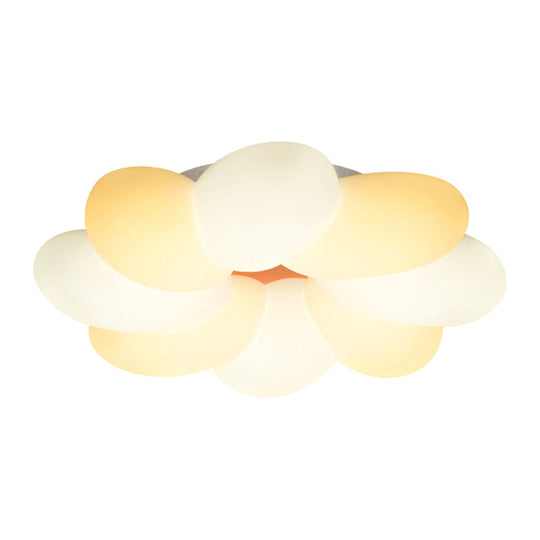 Kids Flower Flush Mount Lighting - 1 Light Plastic Ceiling Fixture For Girls Bedroom Yellow / 18