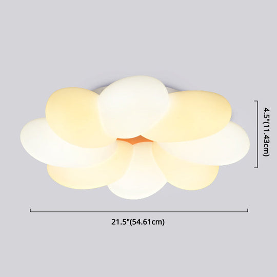 Kids Flower Flush Mount Lighting - 1 Light Plastic Ceiling Fixture For Girls Bedroom