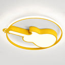 Creative Guitar Flush Mount Ceiling Light For Bedroom - 1 Metal Fixture Yellow / 18’ Warm