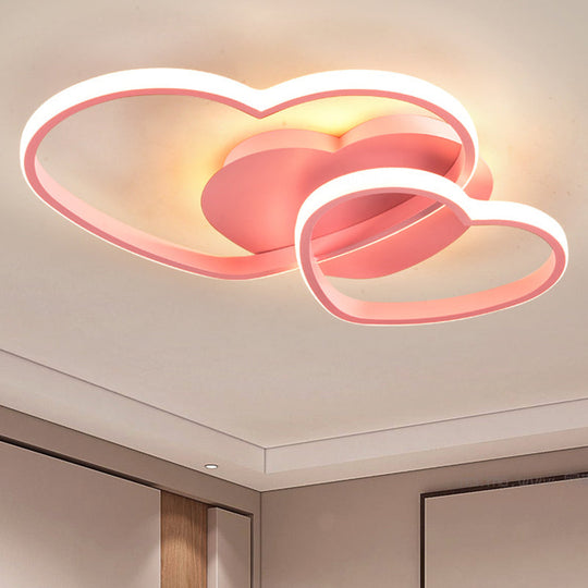 Contemporary Heart Design Flush Mount Light Fixture - Metal Ceiling