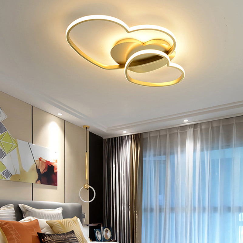 Contemporary Heart Design Flush Mount Light Fixture - Metal Ceiling