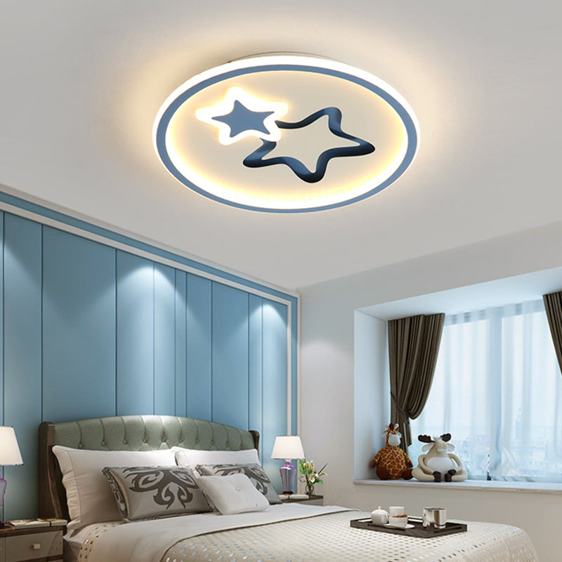 Contemporary Acrylic Star Flush Ceiling Light For Bedrooms
