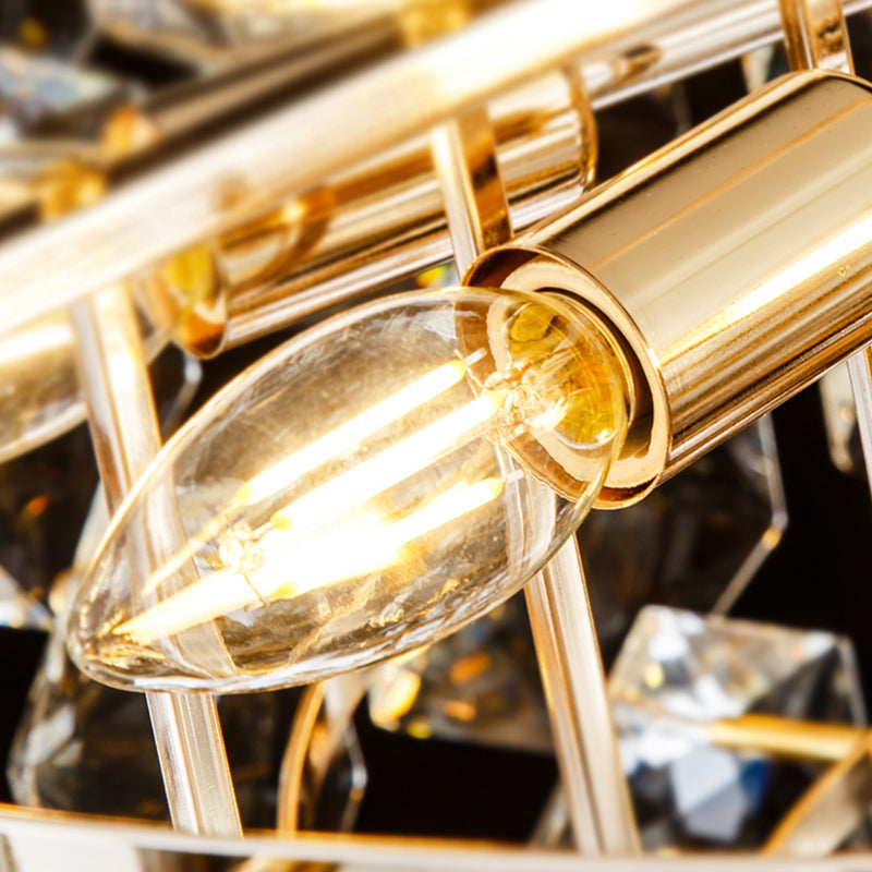 Clear Faceted Crystal Wall Lighting: 3-Light 3-Tier Mounted. Contemporary Design In Black.