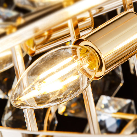 Clear Faceted Crystal Wall Lighting: 3-Light 3-Tier Mounted. Contemporary Design In Black.