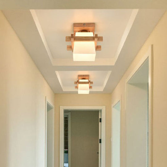 Contemporary Frosted Glass Semi - Flush Chandelier For Hallway Ceiling Mount