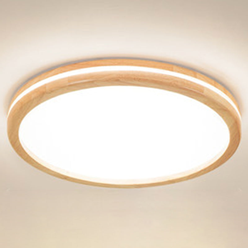 Ultra-Contemporary Integrated Led Semi Flush Ceiling Mount Chandelier For Bedroom Wood / 19.5 Round