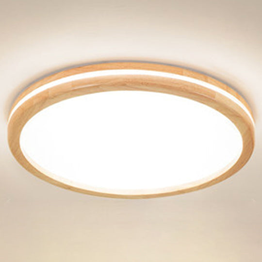 Ultra-Contemporary Integrated Led Semi Flush Ceiling Mount Chandelier For Bedroom Wood / 19.5 Round