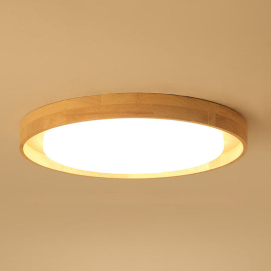 Modern Circle Semi Flush Mount Light Fixture - Stylish Acrylic Ceiling For Bedrooms Wood / 19’ White