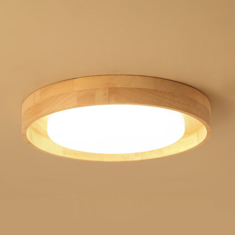 Modern Circle Semi Flush Mount Light Fixture - Stylish Acrylic Ceiling For Bedrooms Wood / 14.5