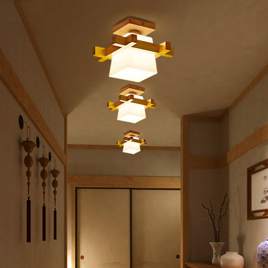 Ultra - Contemporary 1 - Light White Glass Semi Flush Chandelier Ceiling Light For Hallway