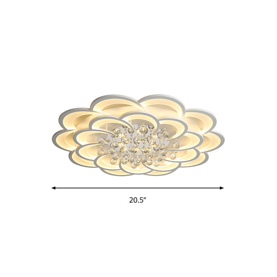 Modern Floral Iron Flush Mount Led Ceiling Light In Warm/White - 20.5’/27’/31.5’ W White Fixture