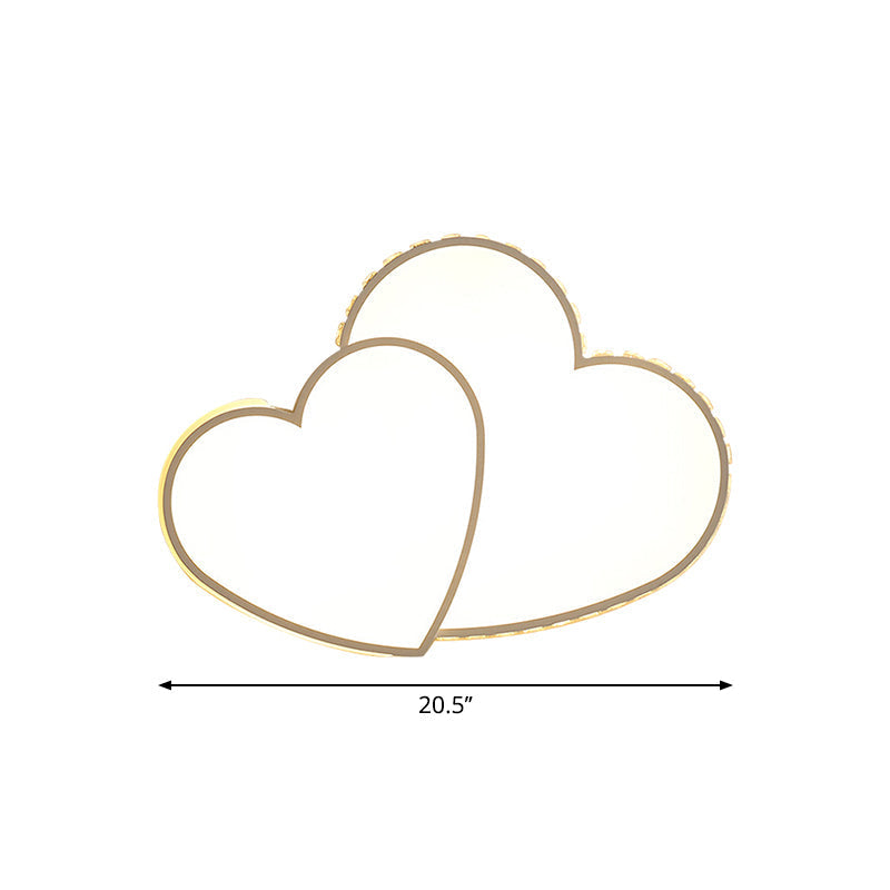 Heart Shaped Crystal Led Ceiling Flush Light Fixture - 20.5’/24.5’ Wide Warm/White White Mount